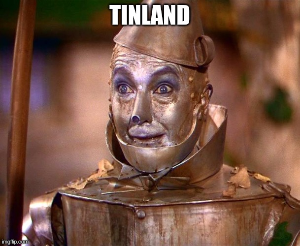 Tinman | TINLAND | image tagged in tinman | made w/ Imgflip meme maker