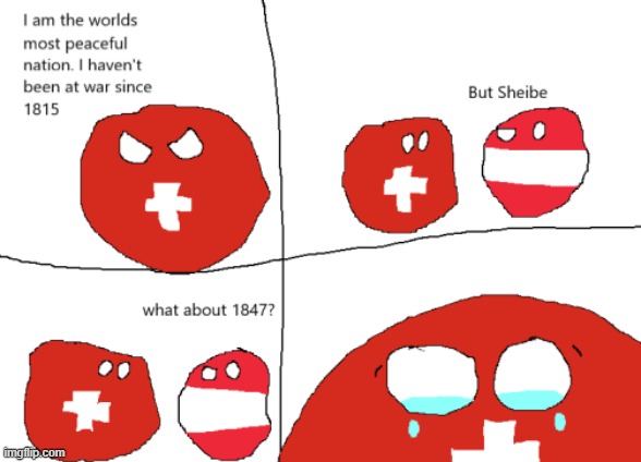 The year Switzerland wasn't neutral | image tagged in switzerland,comic,countryballs | made w/ Imgflip meme maker