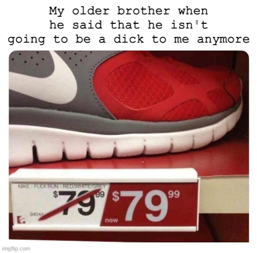 Such an ass | My older brother when he said that he isn't going to be a dick to me anymore | image tagged in nothing changed,same person | made w/ Imgflip meme maker
