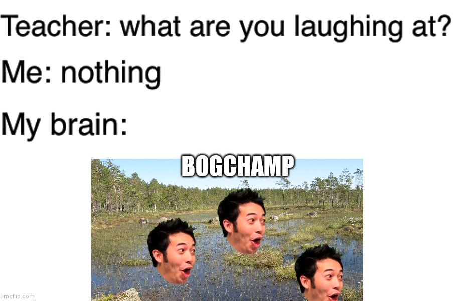 Bogchamp | BOGCHAMP | image tagged in teacher what are you laughing at,bogchamp | made w/ Imgflip meme maker