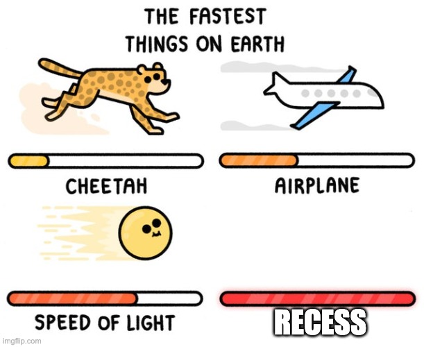 fastest thing possible | RECESS | image tagged in fastest thing possible | made w/ Imgflip meme maker