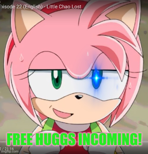 Amy Rose! | FREE HUGGS INCOMING! | image tagged in amy rose | made w/ Imgflip meme maker