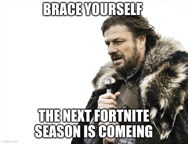 Brace Yourselves X is Coming | BRACE YOURSELF; THE NEXT FORTNITE SEASON IS COMEING | image tagged in memes,brace yourselves x is coming | made w/ Imgflip meme maker