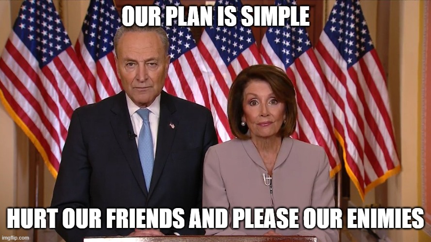 Chuck and Nancy | OUR PLAN IS SIMPLE HURT OUR FRIENDS AND PLEASE OUR ENIMIES | image tagged in chuck and nancy | made w/ Imgflip meme maker