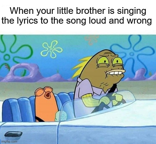 Who else? | When your little brother is singing the lyrics to the song loud and wrong | image tagged in ahhhh,help,annoying | made w/ Imgflip meme maker