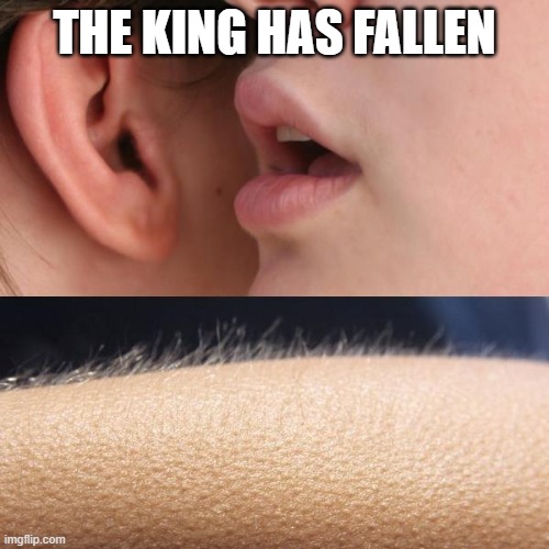 Whisper and Goosebumps | THE KING HAS FALLEN | image tagged in whisper and goosebumps | made w/ Imgflip meme maker