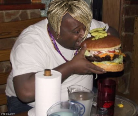 Fat guy eating burger | image tagged in fat guy eating burger | made w/ Imgflip meme maker