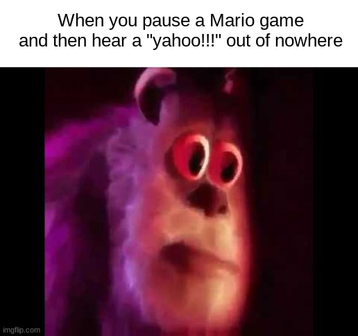 Sully Groan | When you pause a Mario game
and then hear a "yahoo!!!" out of nowhere | image tagged in sully groan,mario | made w/ Imgflip meme maker
