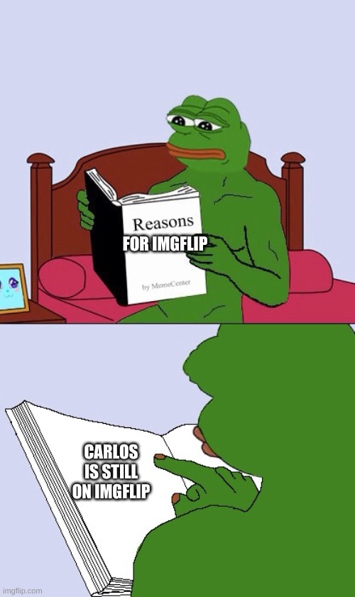 Blank Pepe Reasons to Live | FOR IMGFLIP; CARLOS IS STILL ON IMGFLIP | image tagged in blank pepe reasons to live | made w/ Imgflip meme maker