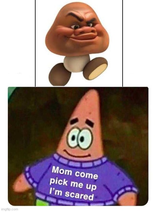 cursed goomba images | image tagged in patrick mom come pick me up i'm scared,cursed image,help | made w/ Imgflip meme maker