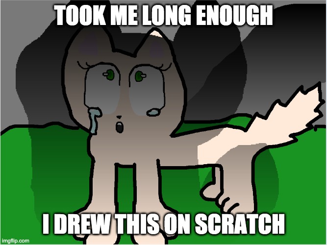 Its a cat getting attacked by a fox. Yet to be named | TOOK ME LONG ENOUGH; I DREW THIS ON SCRATCH | made w/ Imgflip meme maker