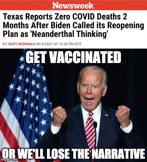 Covid house of cards is coming down | GET VACCINATED; OR WE'LL LOSE THE NARRATIVE | image tagged in covid-19,vaccines,neanderthal thinking | made w/ Imgflip meme maker