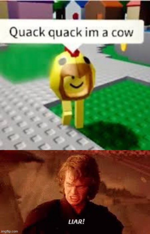 image tagged in anakin liar,you had one job,roblox,chicken,false,wannabe | made w/ Imgflip meme maker