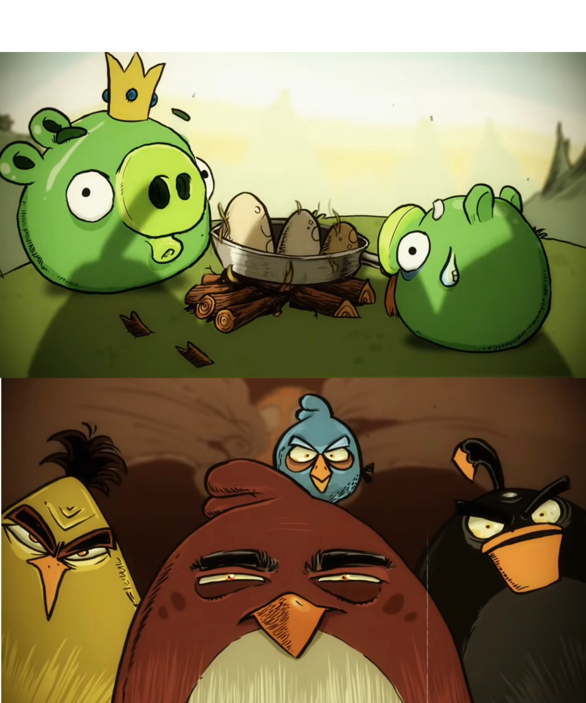 Angry birds mad at pigs Blank Meme Template