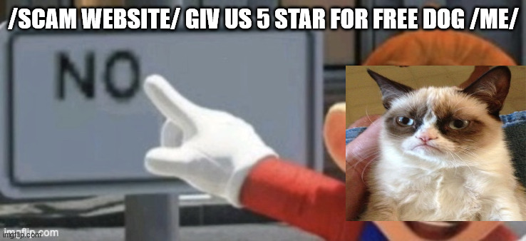 mario no sign | /SCAM WEBSITE/ GIV US 5 STAR FOR FREE DOG /ME/ | image tagged in mario no sign | made w/ Imgflip meme maker