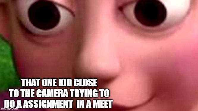 bruh- |  THAT ONE KID CLOSE TO THE CAMERA TRYING TO DO A ASSIGNMENT  IN A MEET | image tagged in lazy town,virtual school | made w/ Imgflip meme maker
