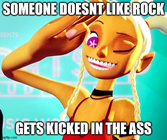 rock good edm bad | SOMEONE DOESNT LIKE ROCK; GETS KICKED IN THE ASS | image tagged in mayday | made w/ Imgflip meme maker