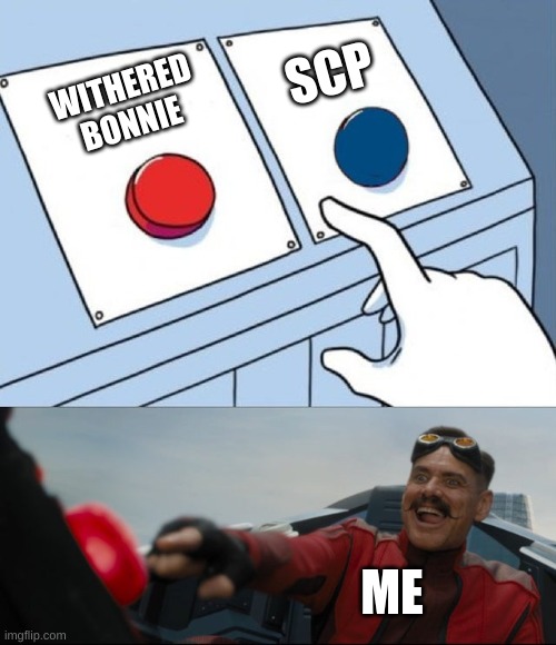 Robotnik Button | SCP WITHERED BONNIE ME | image tagged in robotnik button | made w/ Imgflip meme maker