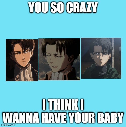 leviii ?. | YOU SO CRAZY; I THINK I WANNA HAVE YOUR BABY | image tagged in blue template | made w/ Imgflip meme maker