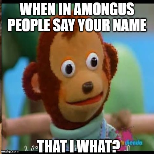 true | WHEN IN AMONGUS PEOPLE SAY YOUR NAME; THAT I WHAT? | image tagged in fun | made w/ Imgflip meme maker