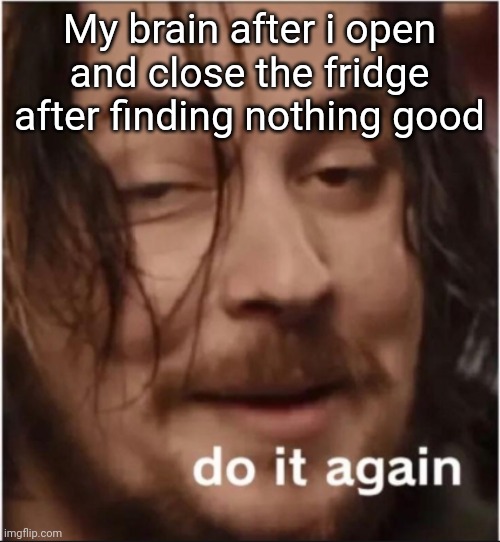 Do it again | My brain after i open and close the fridge after finding nothing good | image tagged in do it again | made w/ Imgflip meme maker