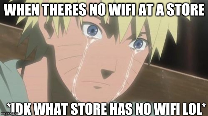 HAHHA | WHEN THERES NO WIFI AT A STORE; *IDK WHAT STORE HAS NO WIFI LOL* | image tagged in finishing anime | made w/ Imgflip meme maker