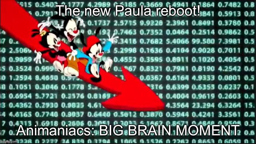 Smrt Animaniacs | The new Paula reboot! Animaniacs: BIG BRAIN MOMENT | image tagged in smrt animaniacs | made w/ Imgflip meme maker