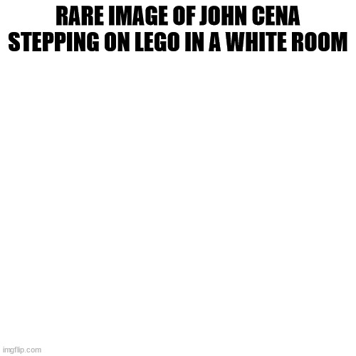 Blank Transparent Square Meme | RARE IMAGE OF JOHN CENA STEPPING ON LEGO IN A WHITE ROOM | image tagged in memes,blank transparent square | made w/ Imgflip meme maker