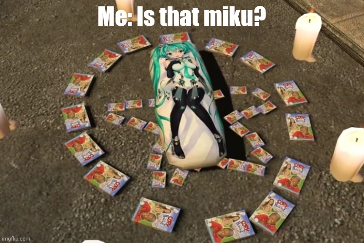 Waifu's are real | Me: Is that miku? | image tagged in waifu's are real | made w/ Imgflip meme maker