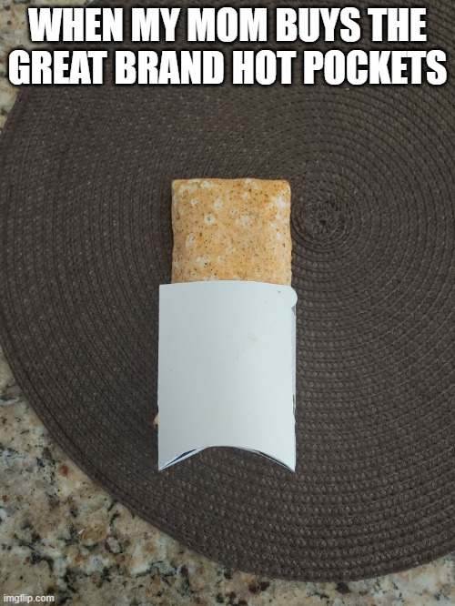 no label hot pocket | WHEN MY MOM BUYS THE GREAT BRAND HOT POCKETS | image tagged in no label hot pocket | made w/ Imgflip meme maker