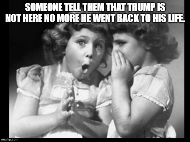 Friends sharing | SOMEONE TELL THEM THAT TRUMP IS NOT HERE NO MORE HE WENT BACK TO HIS LIFE. | image tagged in friends sharing | made w/ Imgflip meme maker