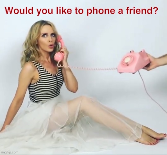bruhhh | Would you like to phone a friend? | image tagged in kylie phone pink 7 | made w/ Imgflip meme maker