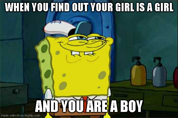 make sense.. i guess | WHEN YOU FIND OUT YOUR GIRL IS A GIRL; AND YOU ARE A BOY | image tagged in memes,don't you squidward | made w/ Imgflip meme maker