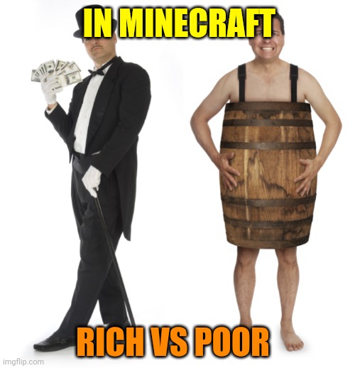 Minecraft rich vs poor | IN MINECRAFT; RICH VS POOR | image tagged in rich vs poor | made w/ Imgflip meme maker