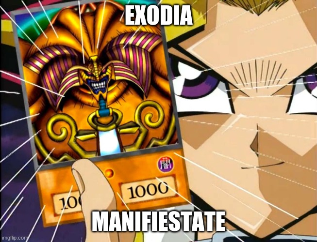 Exodia | EXODIA MANIFIESTATE | image tagged in exodia | made w/ Imgflip meme maker