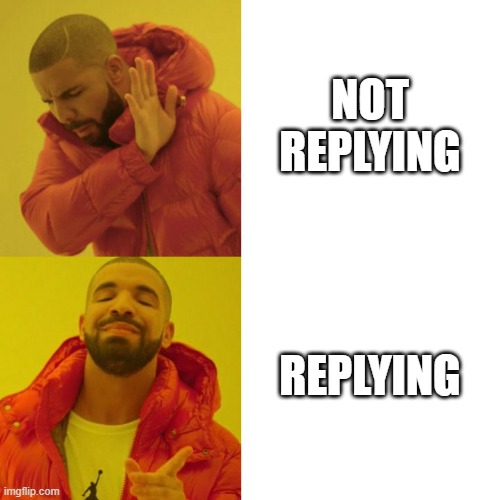 NOT REPLYING REPLYING | image tagged in drake blank | made w/ Imgflip meme maker