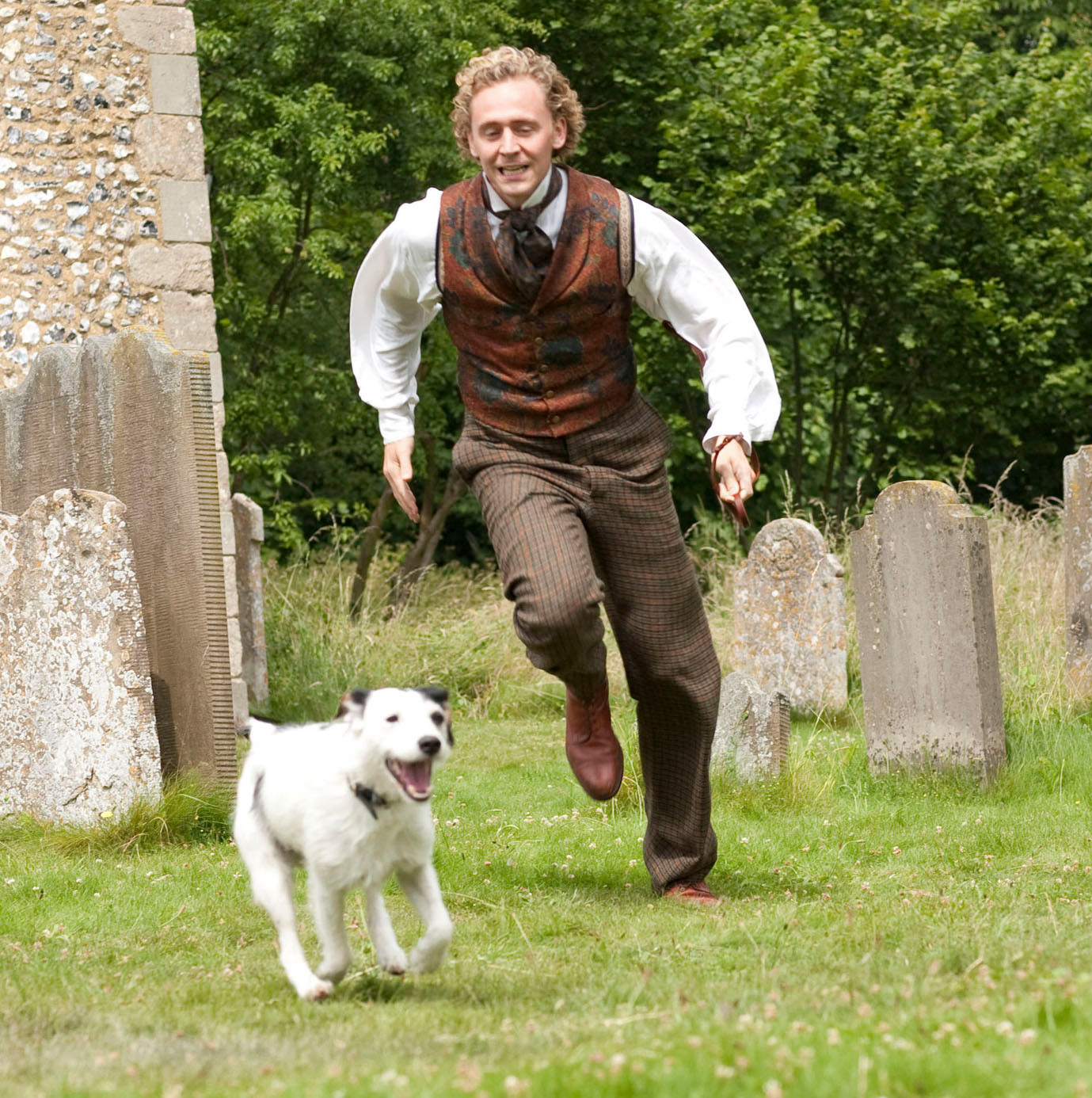 High Quality Tom Hiddleston Running after dog Blank Meme Template