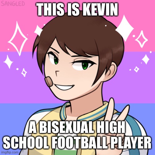 THIS IS KEVIN; A BISEXUAL HIGH SCHOOL FOOTBALL PLAYER | image tagged in bisexual,lgbtq,all life is precious | made w/ Imgflip meme maker