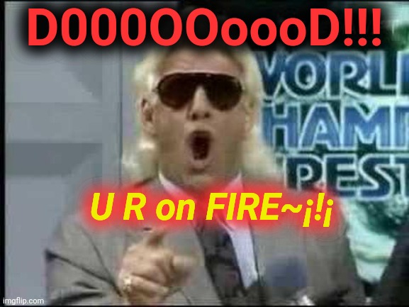 80s Perm Ric Flair | D000OOoooD!!! U R on FIRE~¡!¡ | image tagged in 80s perm ric flair | made w/ Imgflip meme maker