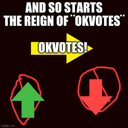 Okvotes should be a thing! |  AND SO STARTS THE REIGN OF ¨OKVOTES¨; OKVOTES! | image tagged in memes,blank transparent square,okvotes,ok,upvote,downvote | made w/ Imgflip meme maker