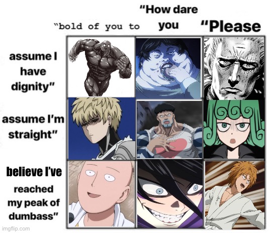 Bold of you to assume OPM | believe I’ve | image tagged in one punch man,charts,memes | made w/ Imgflip meme maker