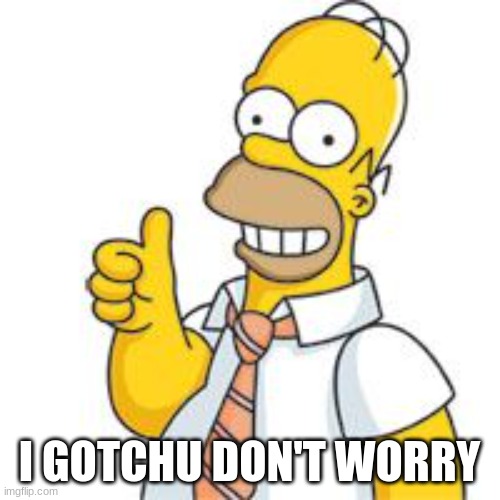 homer no problemo | I GOTCHU DON'T WORRY | image tagged in homer no problemo | made w/ Imgflip meme maker