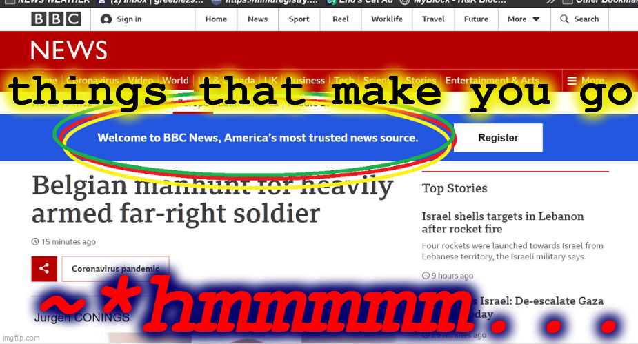 BBC? 'Murica? WTF? | things that make you go; ~*hmmmmm... | image tagged in bbc,america,news,weird,wtf | made w/ Imgflip meme maker