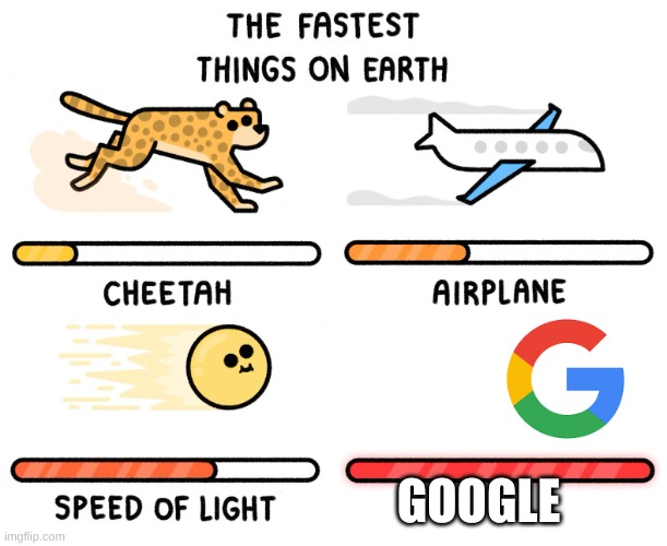 fastest thing on earth | GOOGLE | image tagged in fastest thing on earth | made w/ Imgflip meme maker