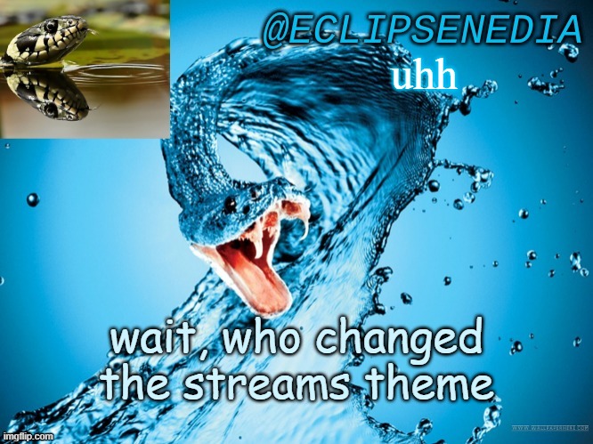 . | uhh; wait, who changed the streams theme | image tagged in hippity hopptiy my thoughts are now your property | made w/ Imgflip meme maker