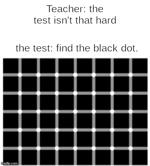 no really | Teacher: the test isn't that hard; the test: find the black dot. | image tagged in puzzles | made w/ Imgflip meme maker
