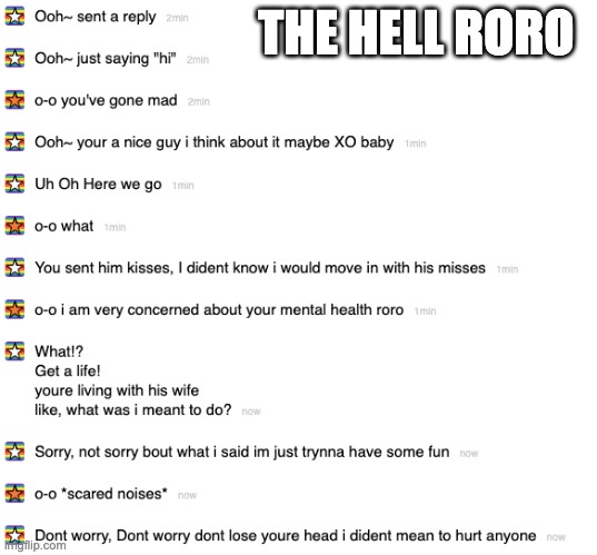 HALP | THE HELL RORO | image tagged in halp | made w/ Imgflip meme maker