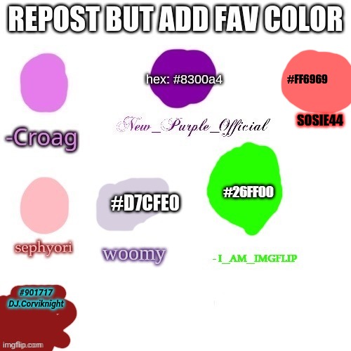 repost but add your fav color | #FF6969; SOSIE44 | image tagged in repost but add fav color | made w/ Imgflip meme maker