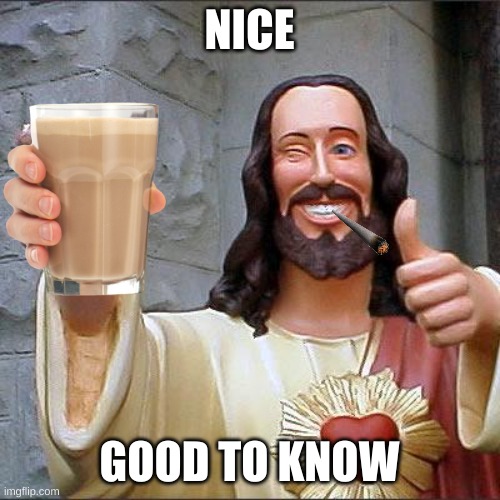 send this to someone when they tell you something new | NICE GOOD TO KNOW | image tagged in memes,buddy christ | made w/ Imgflip meme maker