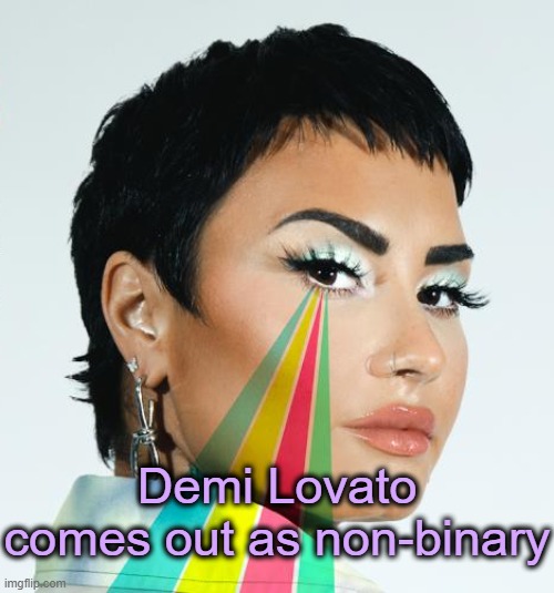 "I will officially be changing my pronouns to they/them moving forward." | Demi Lovato comes out as non-binary | image tagged in demi lovato,lgbtq | made w/ Imgflip meme maker